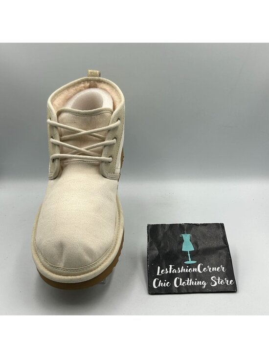NWOB UGG Mens Beige Canvas Neumel  II Wool Lined Lace-Up Chukka Boots Sz 12 3434